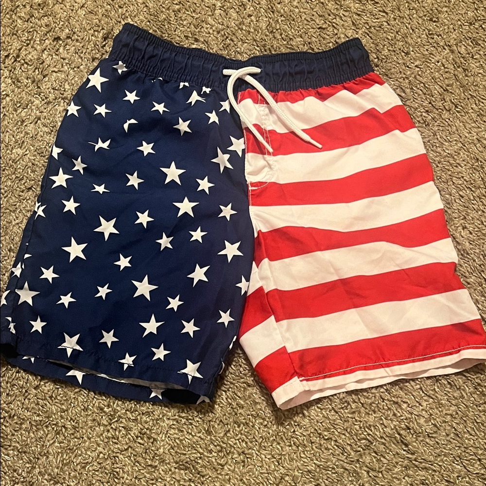 Carter's Boys Patriotic Stars & Stripes Swim Shorts - Red, White, Blue